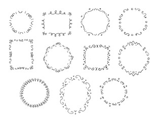Hand drawn frames, borders - doodles, scribbles