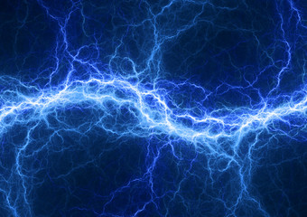 Blue abstract fractal lightning, plasma background