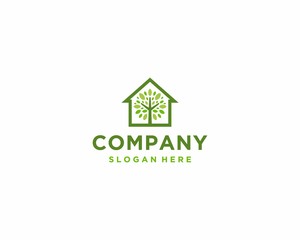 Eco home nature logo design template