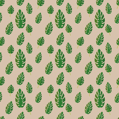 monstera plant seamless pattern vector illustration background