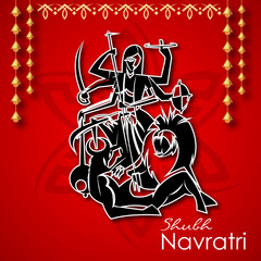 Happy Navratri, Vector Illustration based on Beautiful background with Maa Durga