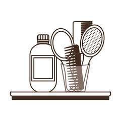 silhouette of pet grooming set on white background