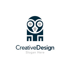 Bird Owl Statue Simple Vector Icon Logo Element Design Template Vector