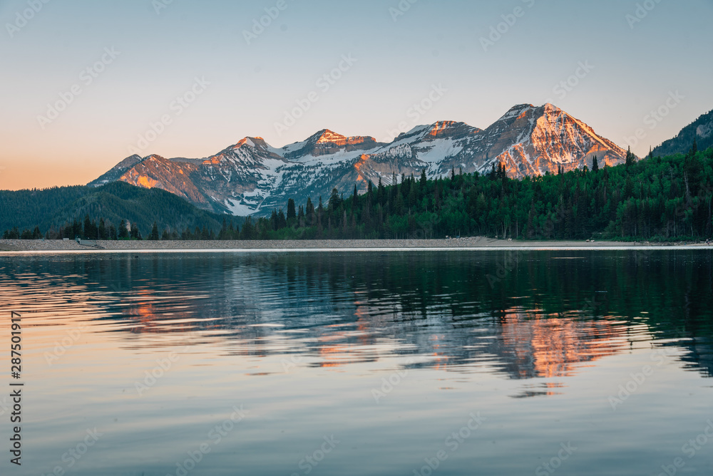 Canvas Prints mountains reflecting in silver lake flat reservoir at sunset, near the alpine loop scenic byway in a