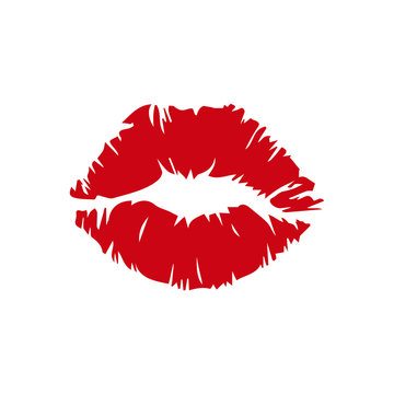 red lips kiss isolated on white