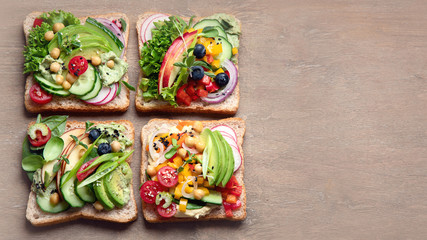 Fototapeta na wymiar Assortment vegan sandwiches