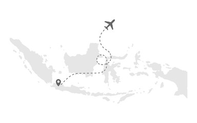 map of indonesia with airplane