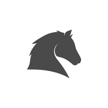 black silhouette of head horse
