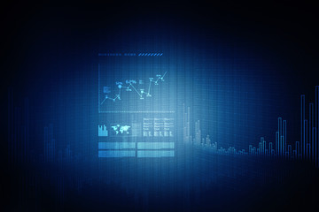 2d rendering Stock market online business concept. business Graph 