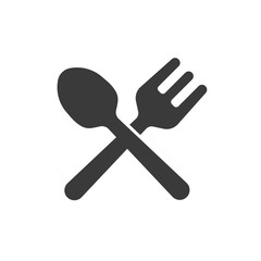 vector black spoon and forkl icons