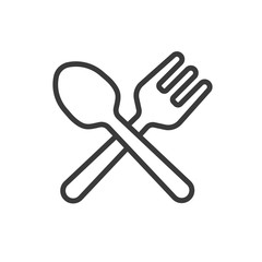 crossed of spoon and fork vector line icon