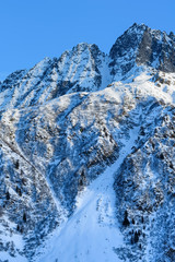 Fototapeta na wymiar Snow covered mountain around Passo Tonale.