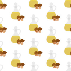 Fototapeta premium Walnuts oil seamless pattern