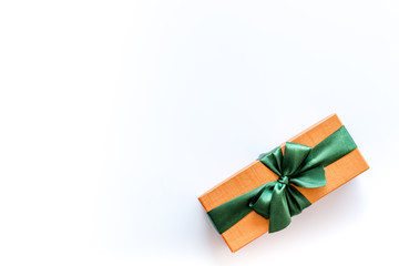 presents in boxes on white background top view copyspace