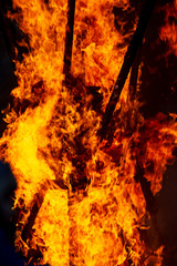Flame of fire from a burning house as an abstract background