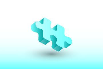 A piece of jigsaw puzzle vector illustration in blue color on white background to show strategy of team in business and industry