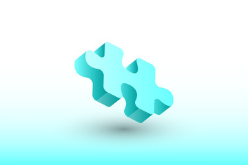 Obraz premium A piece of jigsaw puzzle vector illustration in blue color on white background to show strategy of team in business and industry
