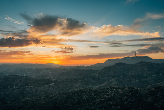 Sunset view from the Griffith Observatory, in Los Angeles, California