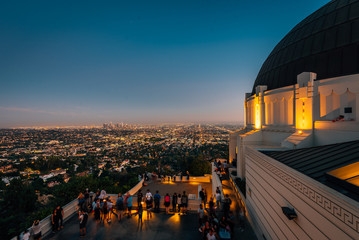 Griffith Observatory at night, in Griffith Park, Los Angeles, California