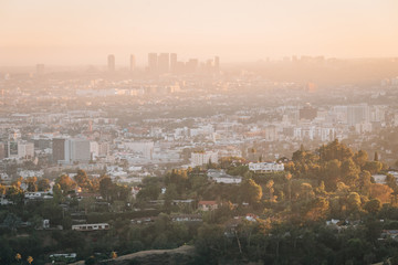 Sunset view from Griffith Observatory, in Los Angeles, California