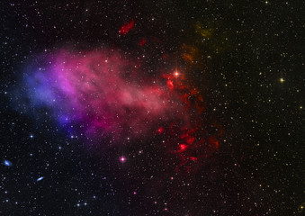 Star field in space and a nebulae. 3D rendering