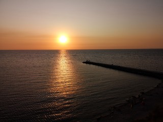 Fototapeta na wymiar Sunset on the beach of the black sea