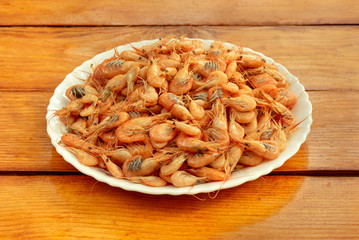 Boiled shrimp in bowl