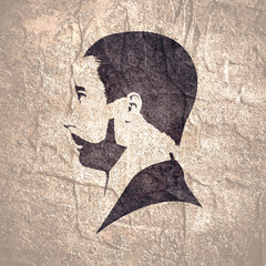 Obraz premium Profile view of bearded man. Male face silhouette or icon. Asian face of the young Chinese, Thai, Japanese and Korean guy