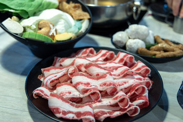 Various vegetables with beef for Chinese hotpot