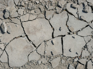 Broken concrete wall for background. Deep cracks.
