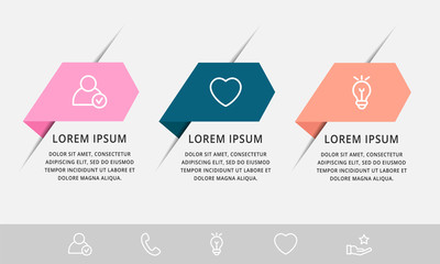 Vector infographic flat template arrows for three label, diagram, graph, presentation. Business concept with 3 options. For content, flowchart, step for step, timeline, workflow, marketing