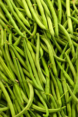 Fresh green beans in a market