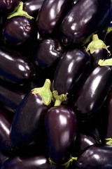 Group of italian eggplant in a market