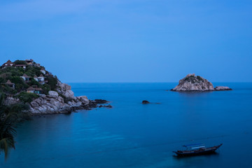 Fototapeta na wymiar Blue Hour Ocean Thai Asian