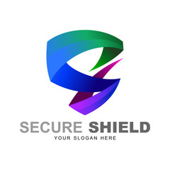 Shield letter s logo, safe/secure/protection logo, design with 3d style, colorful logo template