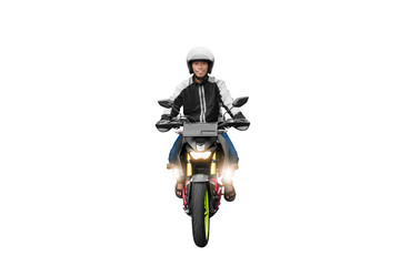 Asian motorcycle taxi man driving