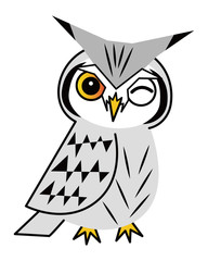 フクロウ お洒落なコノハズクさん ベクター イラスト