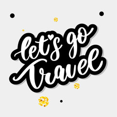 Fototapeta premium Travel set icons. Handwritten lettering. Label vector illustration