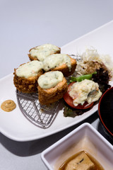 Fried Salmon with cream sauce (Japanese food).