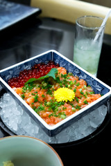Salmon tatare (Japanese food).