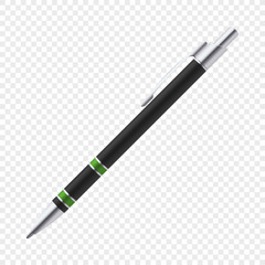 Single green vector ballpoint pen on transparent background