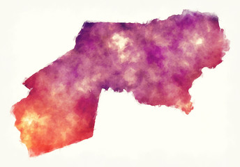 Ogooue-Ivindo province watercolor map of Gabon