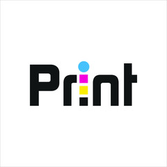 PRINT Logo. Colors of CMYK Symbol. Sign Icon. Vector Eps 10.