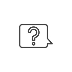 Question Mark speech bubble line icon. linear style sign for mobile concept and web design. Ask message outline vector icon. Support, help symbol, logo illustration. Vector graphics