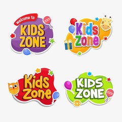 Kids zone label text sticker childish badge