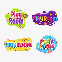 Play room label text sticker childish badge