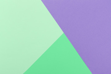 Paper purple, green, mint, pastel, candy background, geometrically located. Color blank for presentations, copy space.