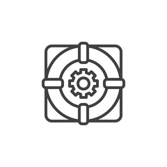 Technical support line icon. Customer service linear style sign for mobile concept and web design. Lifebuoy with gear outline vector icon. Help, assistance symbol, logo illustration. Vector graphics