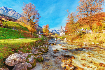 Ramsau National Park in Berchtesgadener Land in Bavaria, Germany. Incredible seasonal autumn...