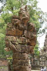 Fototapeta na wymiar Preah Khan Temple, Bridge into Angkor Thom at Siem Reap, Cambodia. 